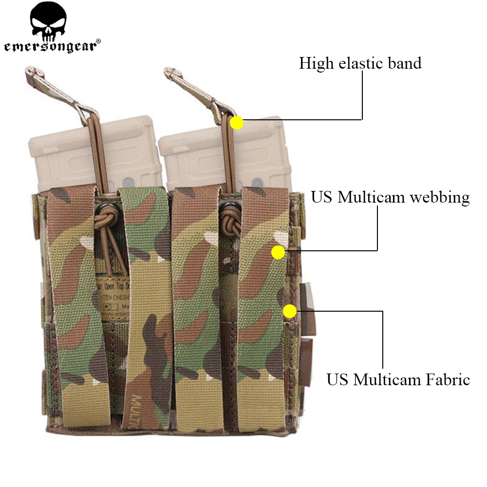 EMERSONGEAR Double Open Top 5.56 Mag Pouch Tactical Modular Molle Magazine Pouch For Tactical Hunting Multicam Pouch EM6354