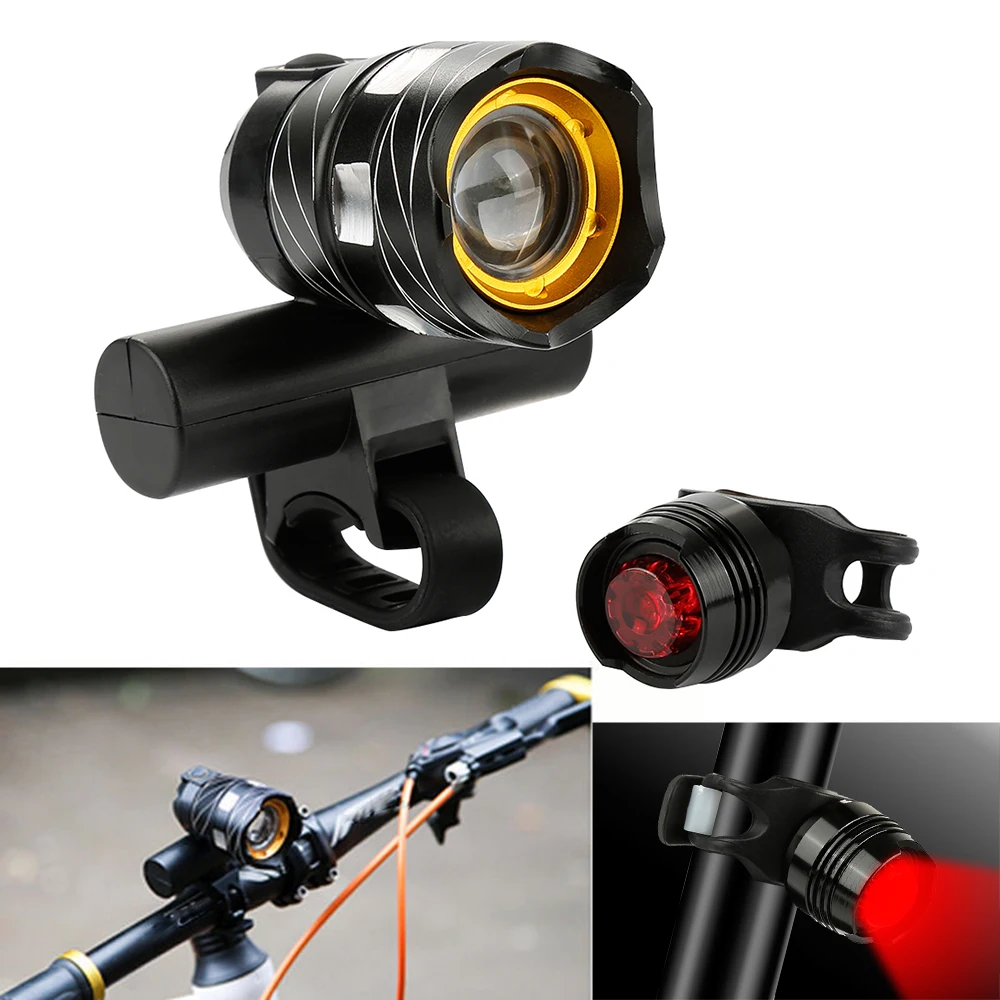 Clearance XML T6 LED Bicycle Light 3 Mode Bike Front Light Front Zoomable Torch Waterproof Lamp + Cycling Taillight Safety Caution Light 7 Clearance XML T6 LED Bicycle Light 3 Mode Bike Front Light Front Zoomable Torch Waterproof Lamp + Cycling Taillight Safety Caution Light 7