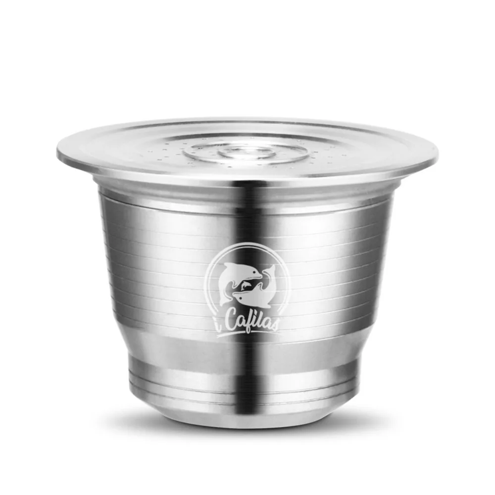 

ICafilas Reusable Cafe Filter Stainless Steel Refillable Coffee Capsule Cup for Nespresso Coffee Maker Filter Set