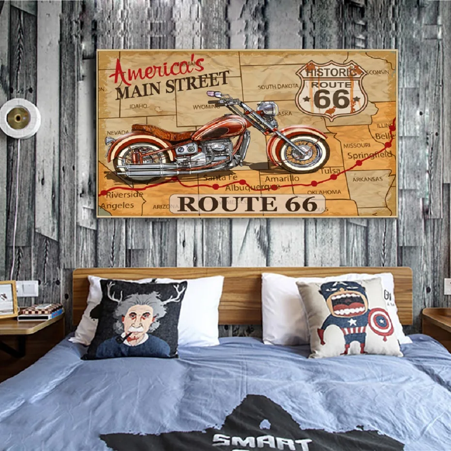 

Vintage Travel Route Map Poster Canvas Paintings Large Motorcycle Posters Prints Wall Art Picture Living Room Home Decor