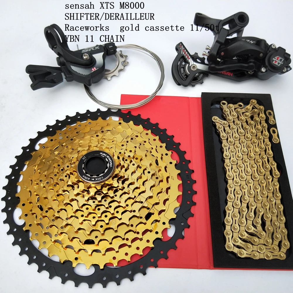 

1x11-speeds Mountain bike groupset 4 pcs with 11 speeds 11-50T cassette + rear deraileur+shift + chain