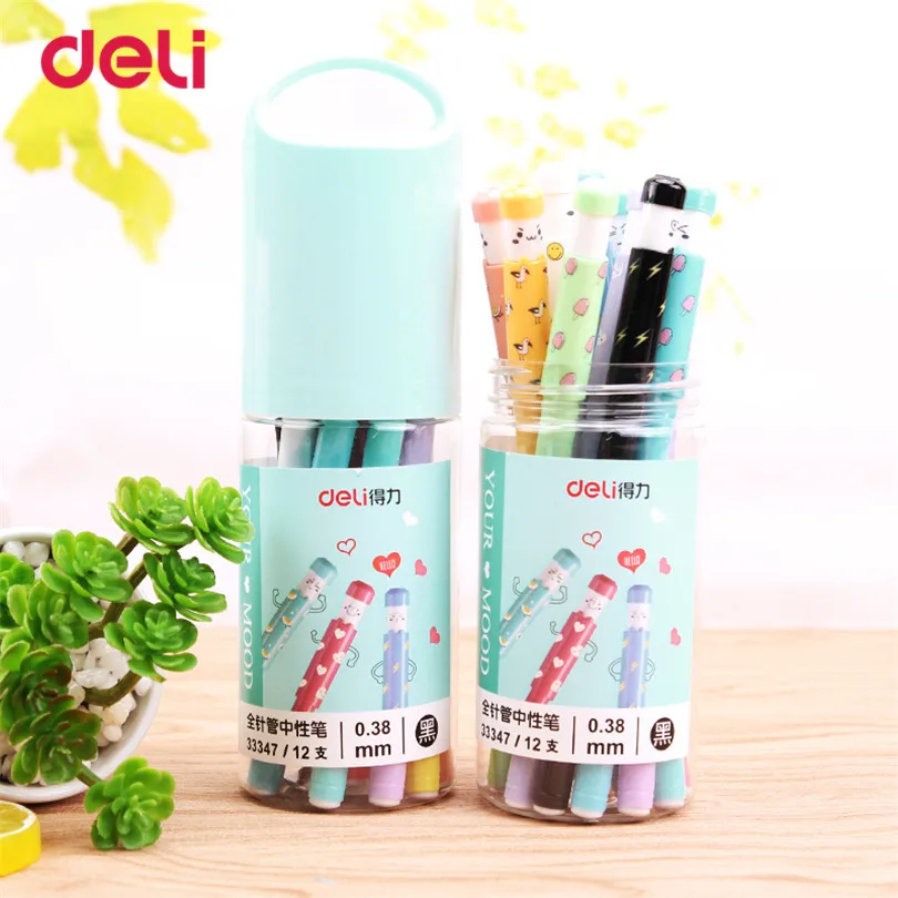 Deli 12 pcs gel pens for school supplies cute ballpoint pen writing