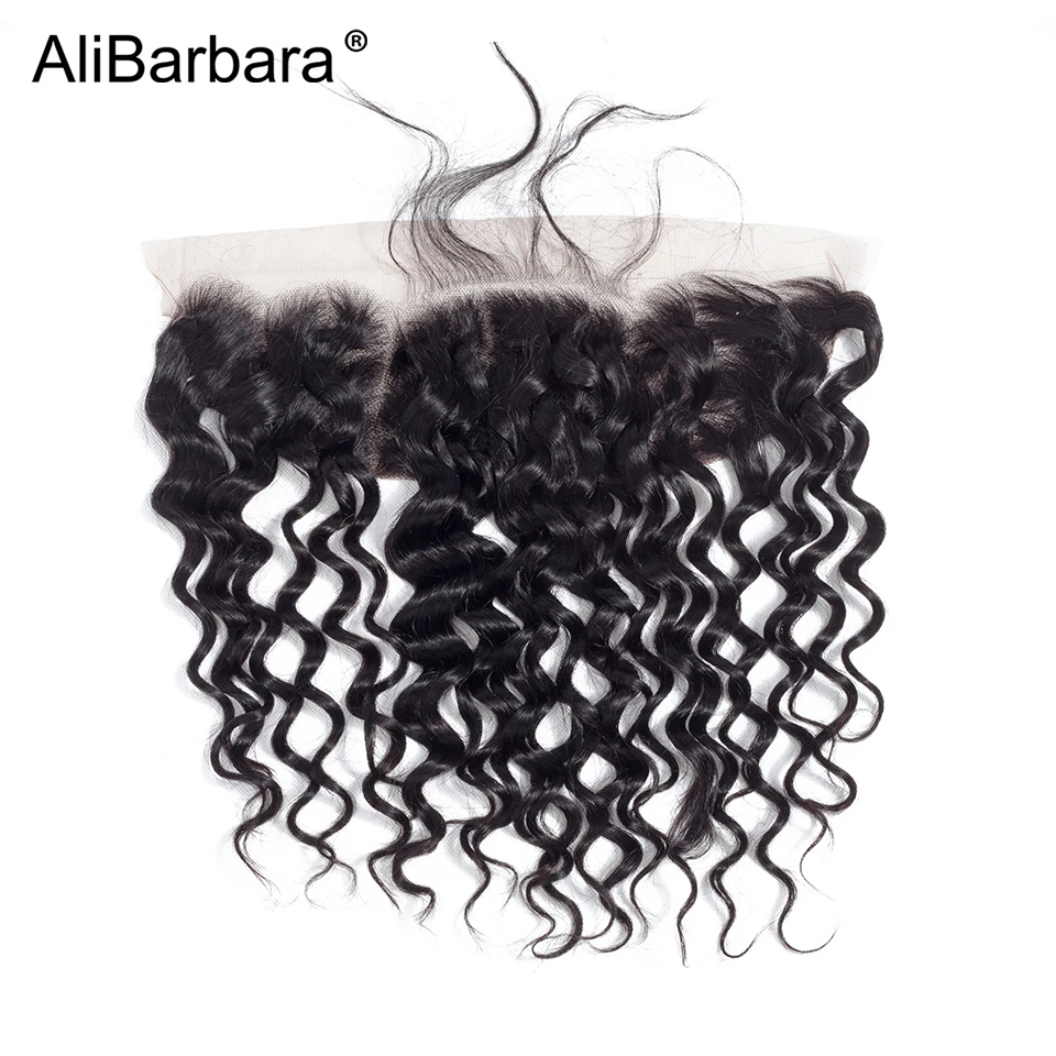 AliBarbara Hair Brazilian Water Wave Human Hair Bundles With Frontal Closure 3pcs Hair Weave 13X4 lace frontal with baby hair