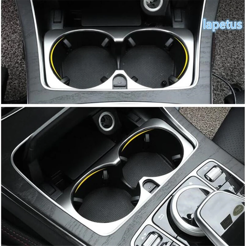 Lapetus Front Seat Water Cup Holder Decoration Frame Cover Kit Matte Carbon Fiber ABS Fit For Mercedes Benz GLC X253 2016 - 2019 |