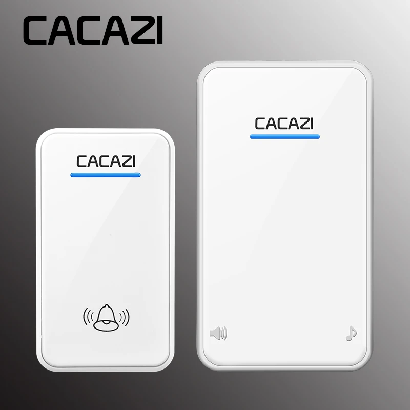 

CACAZI White / Black Long Range Wireless Doorbell DC Battery Operated 300 M Remote Home Cordless door bell 6 Volume 48 chimes