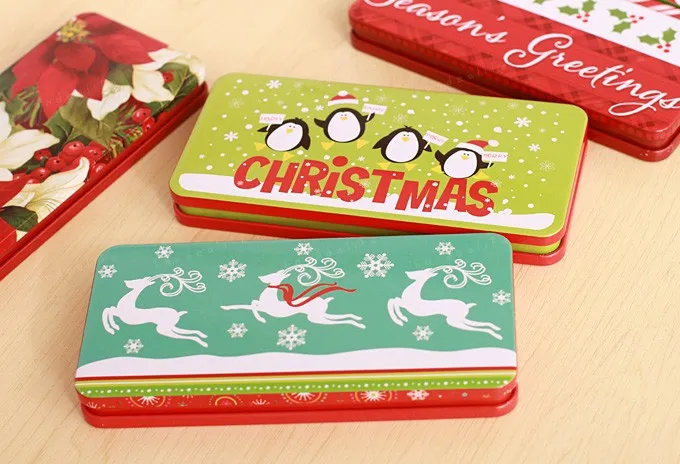 Рождественский стиль Оловянная коробка металлический кейс ювелирный чехол Рождественская Конфетница Подарочная коробка для открыток