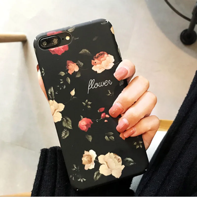 

Classical Retro Flowers Case For iPhone 7 7 Plus 6 6S Plus Capa Coque Luxury Rose Floral Letter Hard PC Cover For iPhone 7 Case
