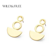 Модные золотые и серебряные цветные серьги-гвоздики для женщин золотые круглые секторная форма Европа простые серьги ювелирные изделия для влюбленных