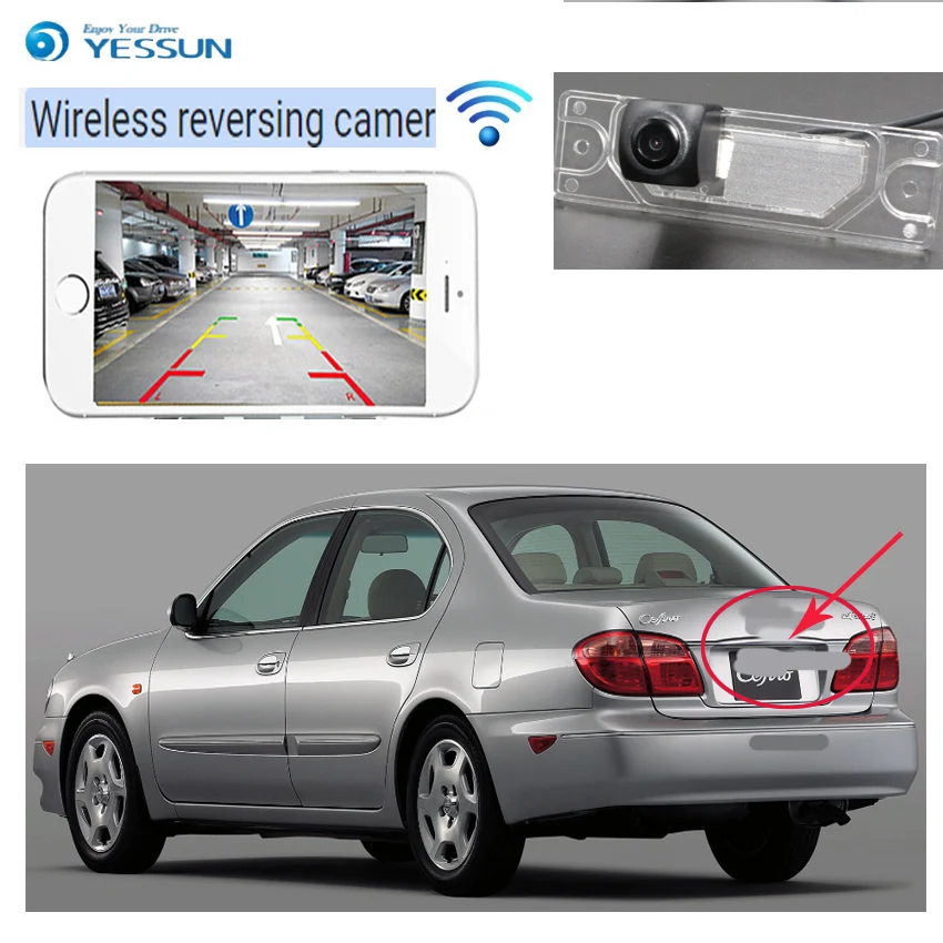 

YESSUN new HD night vision waterproof car reversing wireless camera For Nissan Cefiro CA33 1999~2003 License Plate camera