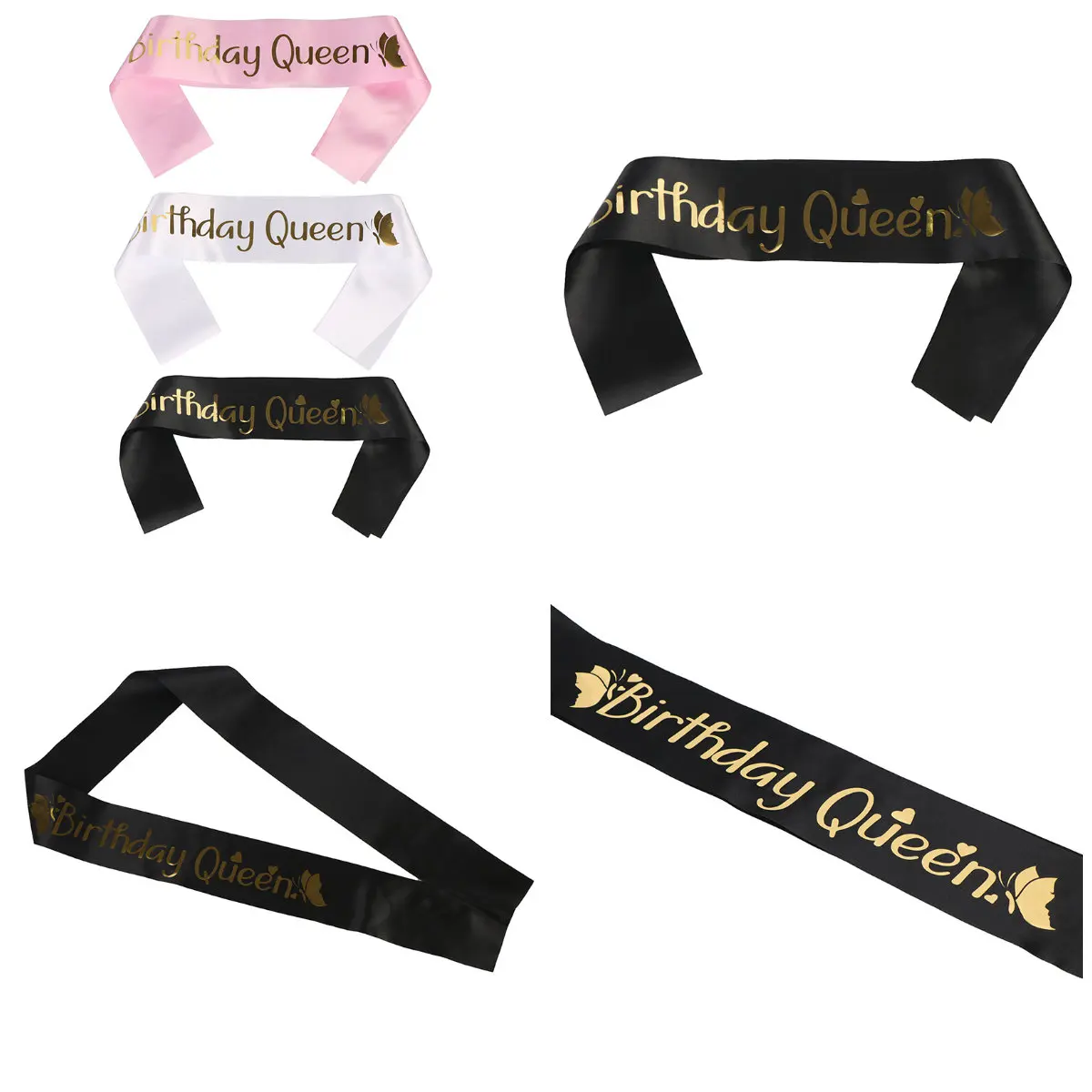 Elegant Birthday Queen Satin Sash Women Girls Queen Birthday Sash Birthday Party Decorations Supplies