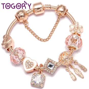 

TOGORY Dropshipping Handmade DIY Cute Robot Charm Bracelets Murano Glass Beads fit Fine Bracelet Women Jewelry Children Gifts