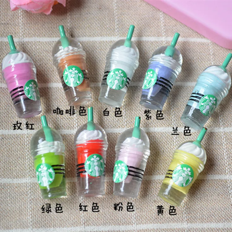 100pcs/lot resin solid simulation food colorful coffee cup 32mm kawaii cabochons crafts For Hair Cellphone Decoration