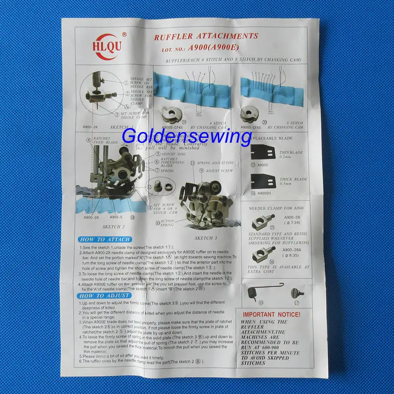 Business & Industrial RUFFLER ATTACHMENT G900E FOR SINGLE NEEDLE SEWING
