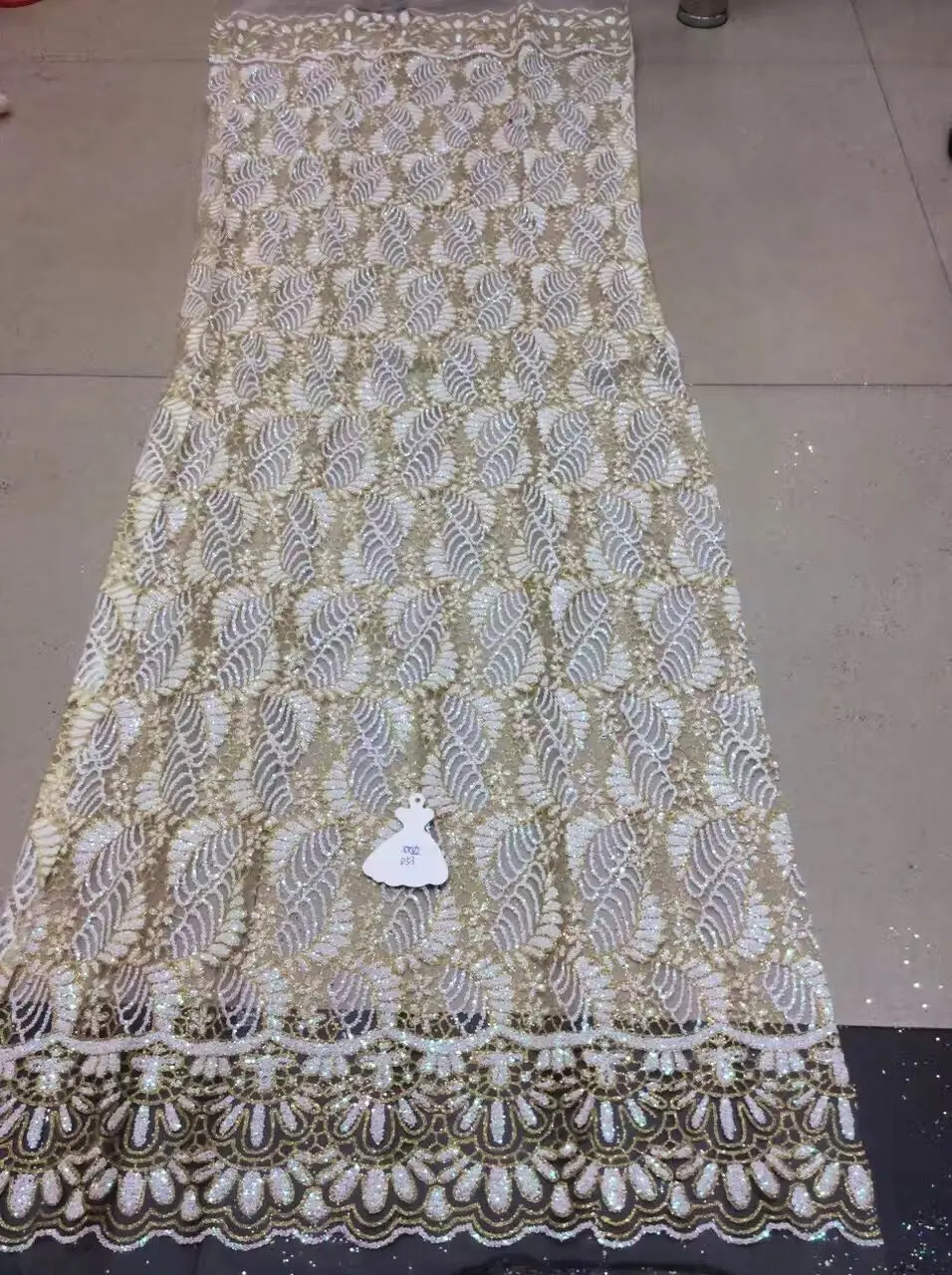 

Nigerian Guipure Lace fabric with Glitter Y192 White African Tulle mesh Lace Fabric High Quality Glitter Lace fabric