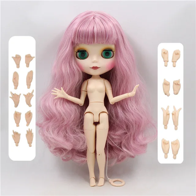 factory 1/6 blyth doll toy bjd joint body mix pink Hair white skin joint body gift 1/6 30cm 280BL1063/2352, naked doll - Цвет: matte face