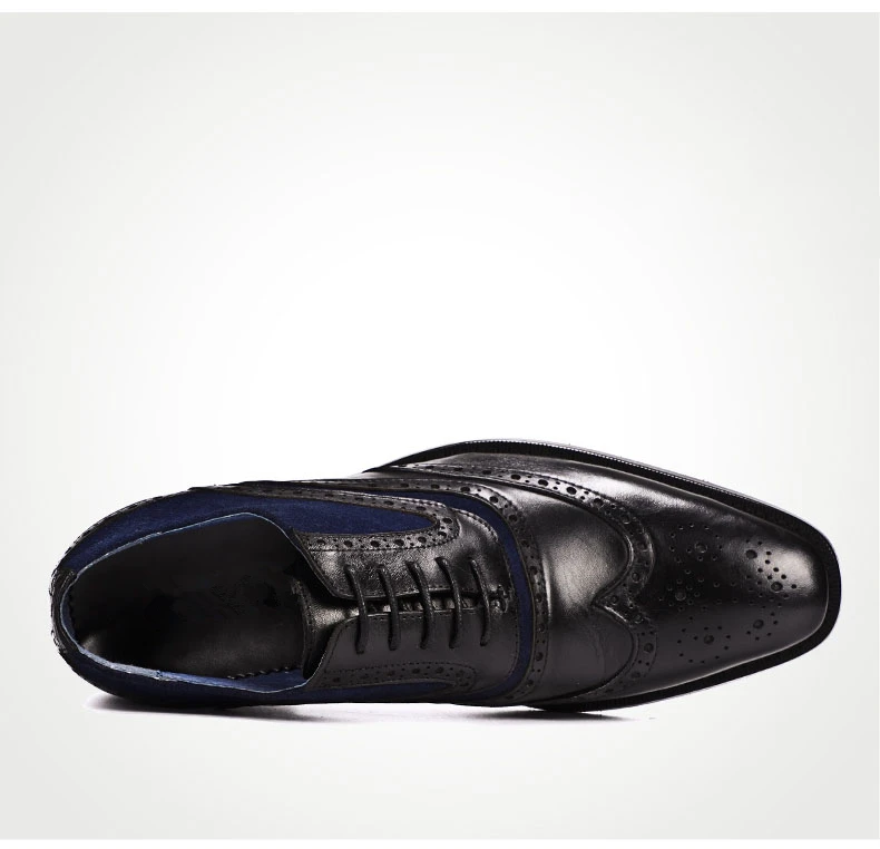 Phenkang/Мужская официальная обувь; мужские туфли-оксфорды из натуральной кожи; Цвет Черный; коллекция года; модельные свадебные туфли; Кожаные броги на шнурках