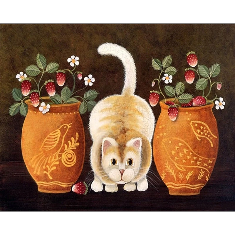 Cat Hand Made Paint High Quality Canvas Beautiful Painting By Numbers Surprise Gift Great Accomplishment | Дом и сад