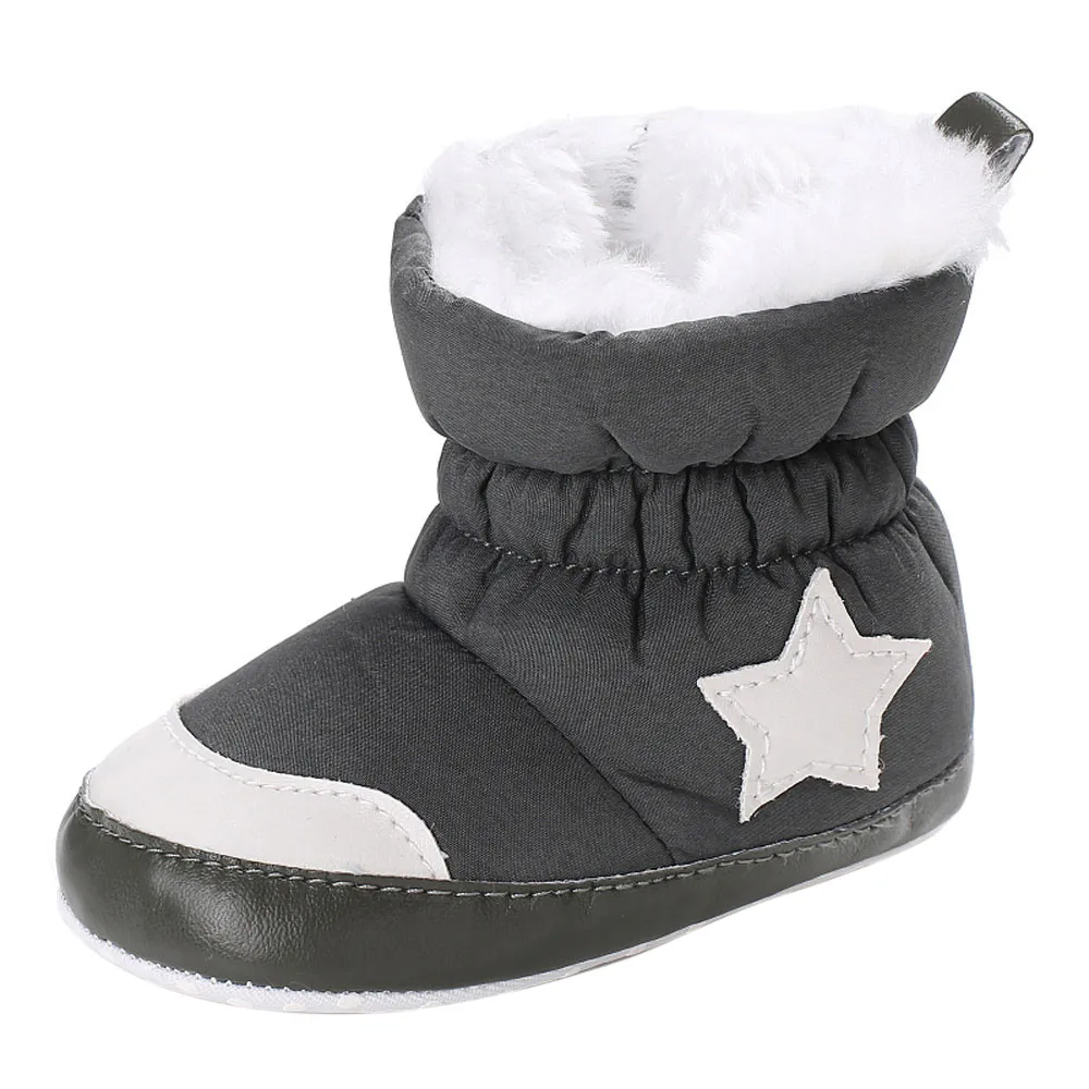 Модная детская обувь для девочек и мальчиков; мягкие ботиночки; младенческие сапоги для снега для малышей; Теплая Бархатная обувь для первых прогулок; Прямая поставка - Цвет: Черный