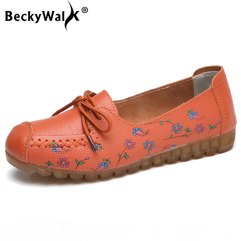 Туфли BeckyWalk женские из натуральной кожи Повседневная Удобная обувь на плоской