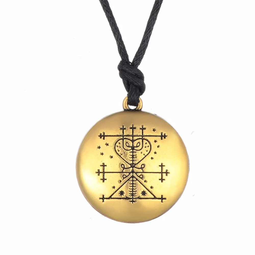 

Lemegeton Maman Brigitte Voodoo Loa Veve Pendant Money Talisman Wealth Amulet Jewelry Necklace Gold Color Viking Men Jewelry