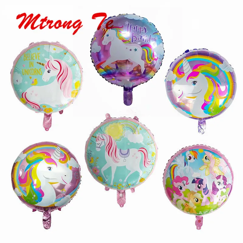 

10pcs 18" Round Unicorn Horse Balloons Foil Helium Balloon Air Globos Inflatable Kids Toys Birthday Party Decorations Supplies