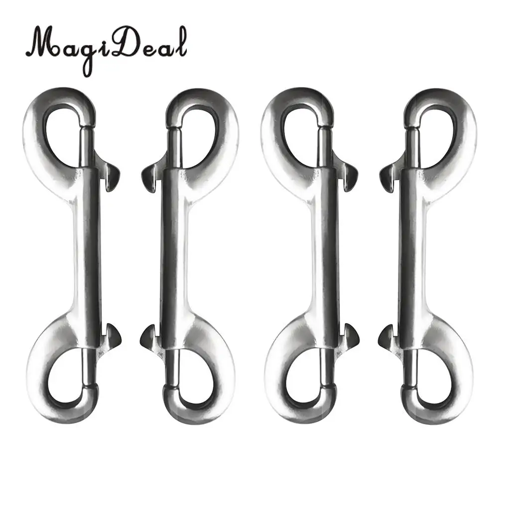 MagiDeal  Newest  4 Pieces 10cm Scuba Diving Dual End Bolt Clip 316 Stainless Steel Double Ended Snap Bolt Clip 
