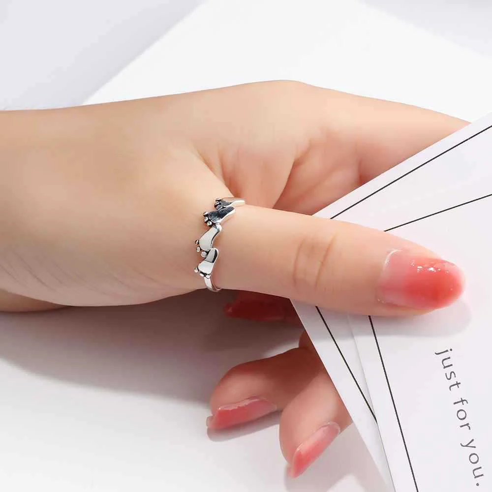 

1 pcs New Arrival Silver Color Rings for Women Four Feet Design Vintage Style Rings Best Gift Hot sale anelli donna