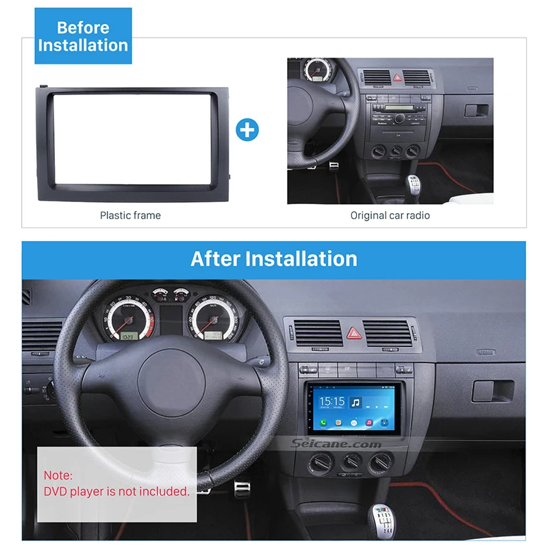 Seicane черный автомобиль радио фасции Для 2003 2004 2005 2006 Skoda Fabia 2DIN в тире автомобиля стерео dvd-плеер рамка
