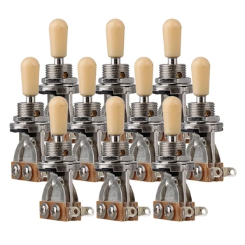 

Yibuy 10 pcs Chrome 3-Way Yellow Tip Toggle Switch for Electric Guitar