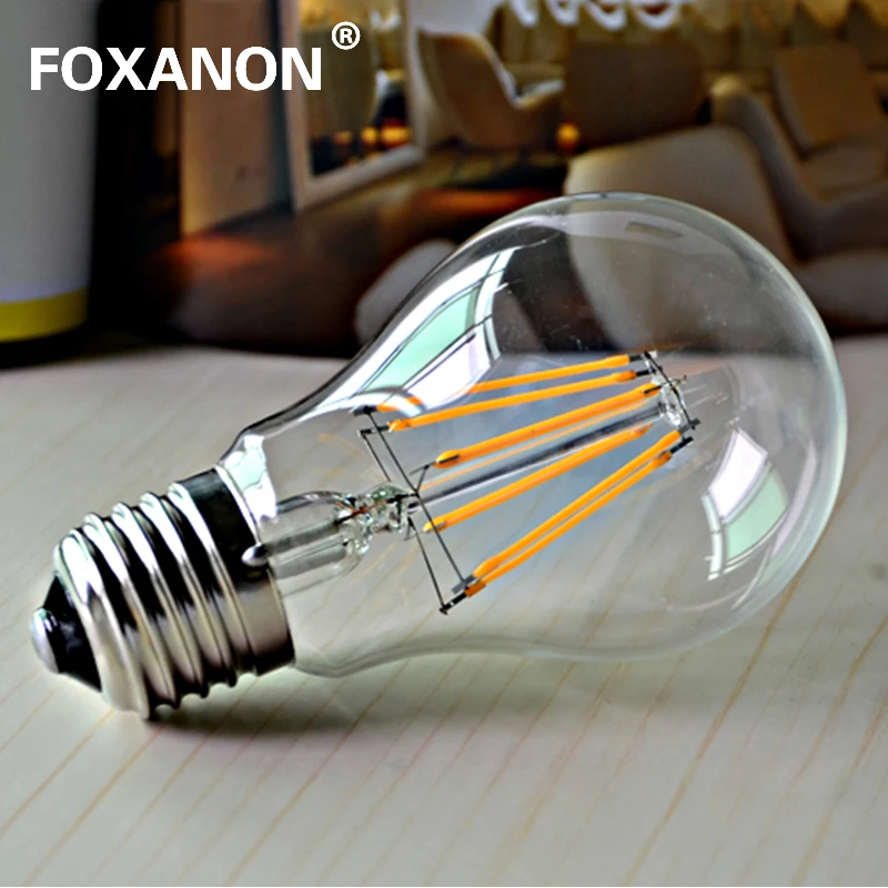 

Foxanon E27 Dimmable Led Light 2W 4W 6W 8W 110V / 220V Filament lamp Antique Retro Edison 2700K Ball Bulb lampada led G45 A60