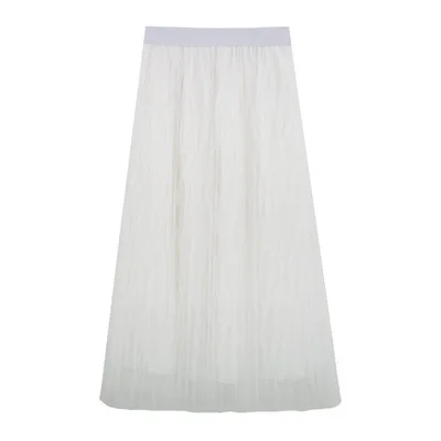 4 цвета Новое поступление высокая Талия Тюль сплайсинг Faldas Largas Elegantes плиссированная юбка женская одежда
