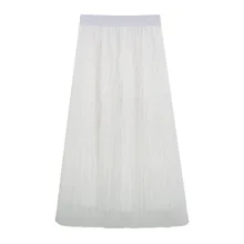 4 цвета Новое поступление высокая Талия Тюль сплайсинг Faldas Largas Elegantes плиссированная юбка женская одежда