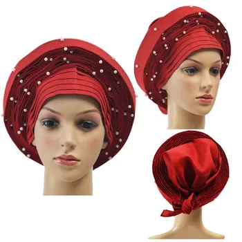 

Hot sale nigeria auto gele sego 018 headtie with stones in fabric for women