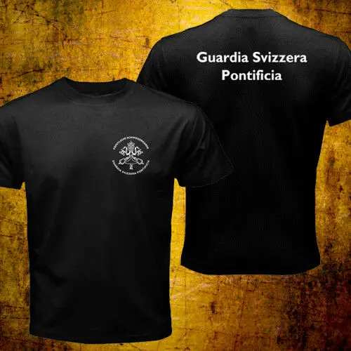 

2019 Fashion Rare Vatican Guardia Svizzera Swiss Guard Roman Catholic Pope Security T-Shirt Double Side Tees