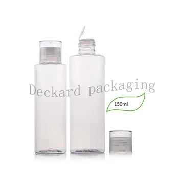 

40pcs/lot 150ml transparent empty PET plastic bottle flip top caps shampoo lotion cosmetics bottles clear travel kit bottles
