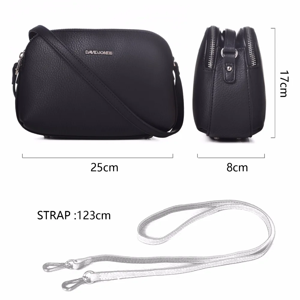 DAVIDJONES النساء حقائب بو الجلود الإناث حقيبة ساع الذكية سيدة عارضة حقيبة كتف فتاة العلامة التجارية crossbody حقيبة انخفاض الشحن