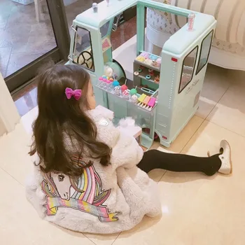 

Kids fur coat embroidery unicorn baby girls coat winter girls coats