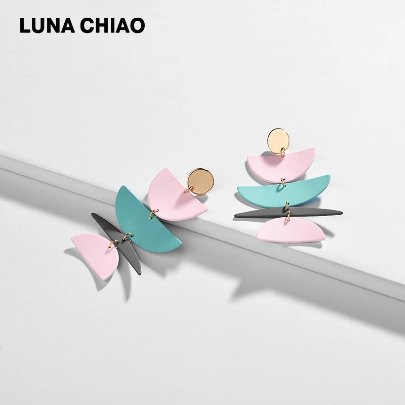LUNA CHIAO Популярные матовые цветные серьги с резиновым покрытием геометрические цветные серьги-подвески для женщин