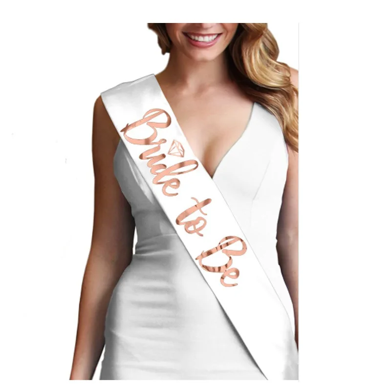 

Hen Party Bride to Be Sash with Diamond Ring Bachelorette Party Sash for Wedding Bridal Shower Black with Rose Gold Letter PAT22