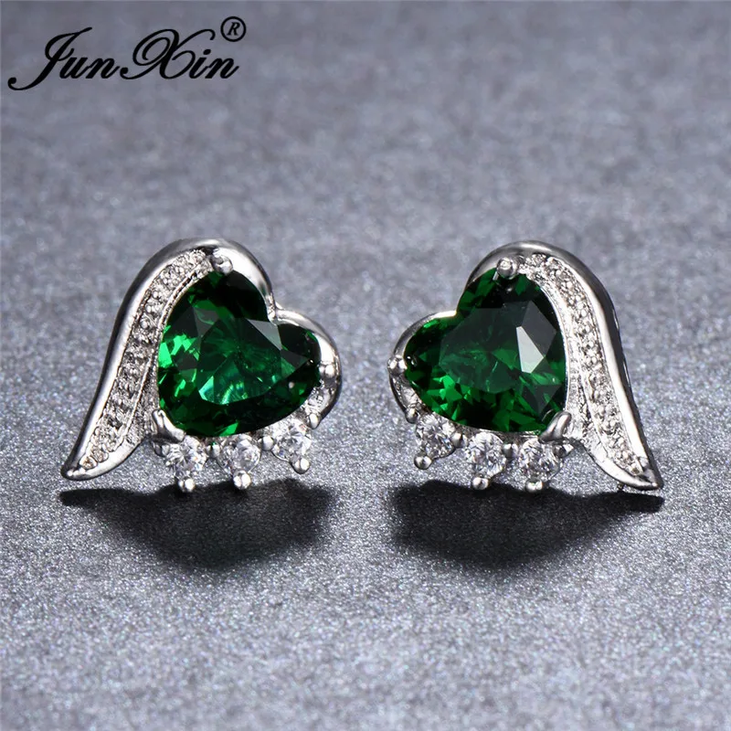 circonia cúbica corazón Stud Pendientes Nueva Pendientes de plata esterlina