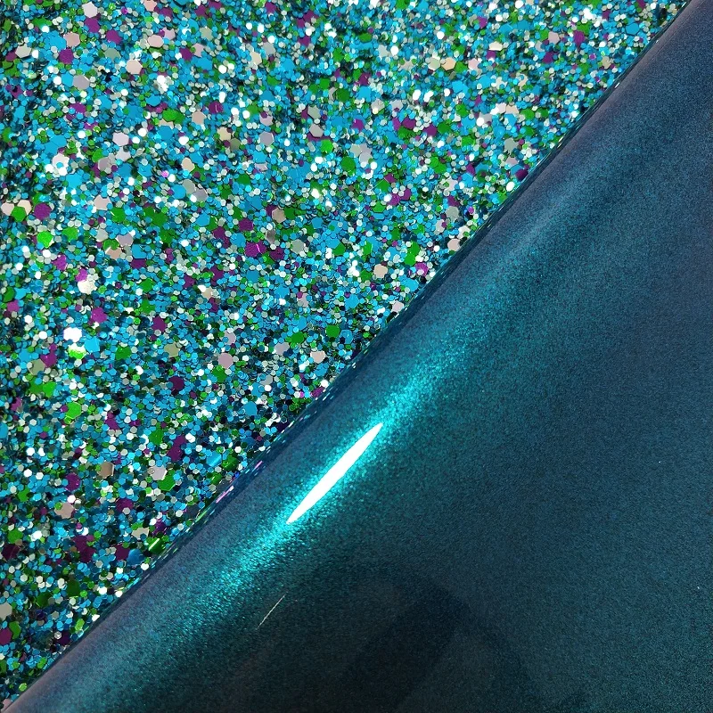 

1PC 21X29CM Synthetic Letaher, Blue Green Leather and CHUNKY glitter Leather For Making Bows and Other Accessories S141C