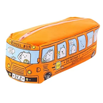 

Creative Lovely Bus Style Shape Pen Bag Lovely Multifunction Stationeryl Case For School Students Canvas Pen cute Cases Bag