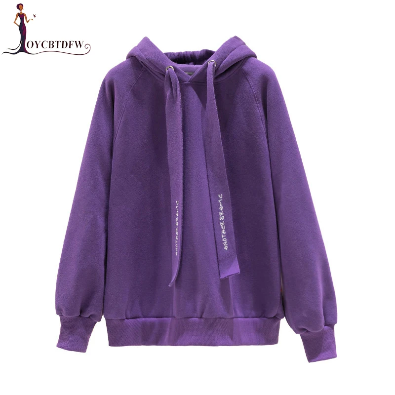 Women Hoodies Autumn Winter Thickening Plus Velvet Hoodies 2019 New Fashion Warm Loose Hooded Tops Female Cotton Hoodies DD0840