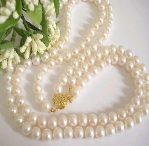 

Hot selling free shipping*****NATURAL GENUINE Tahitian 7-8MM AAA+ WHITE PEARL NECKLACE 14k 17" 18" AAAA