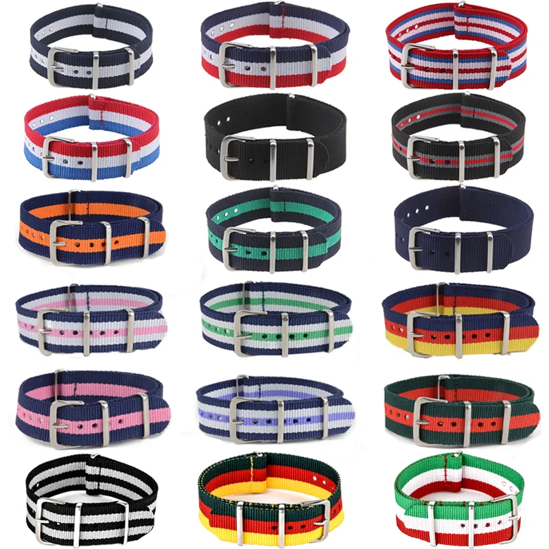 Causal font b Watch b font Band Luxury Nylon Fabric 18mm 20mm 22mm Alloy Buckle font