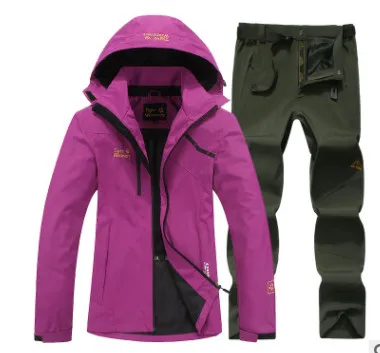 Лыжный костюм, Женская куртка, лыжный костюм, ветрозащитный, теплый водонепроницаемый, аварийная одежда, костюм для горного туризма - Цвет: purple and green