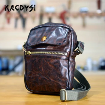 

2020 Design Real Leather Small Men Messenger Bag Original Vintage Man Cross Shoulder Bag Cowhide Famous Brand Mini Satchel Purse