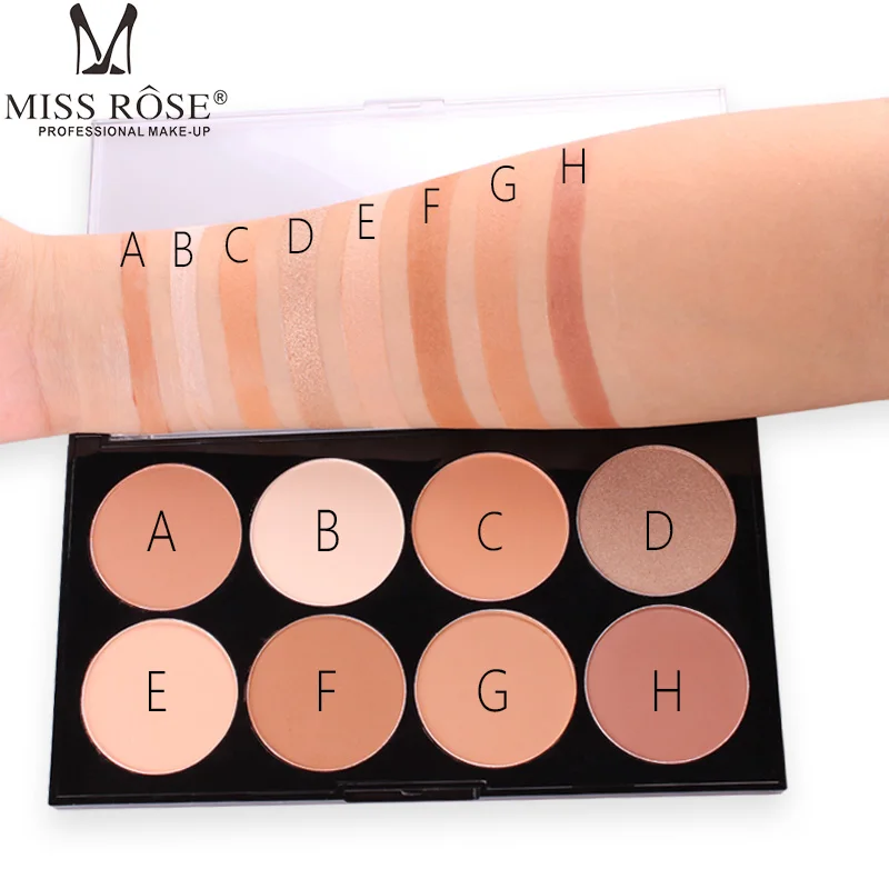 

MISS ROSE 8 color facial makeup lasting oil control set makeup makeup powder cake waterproof repair volume concealer powder cake