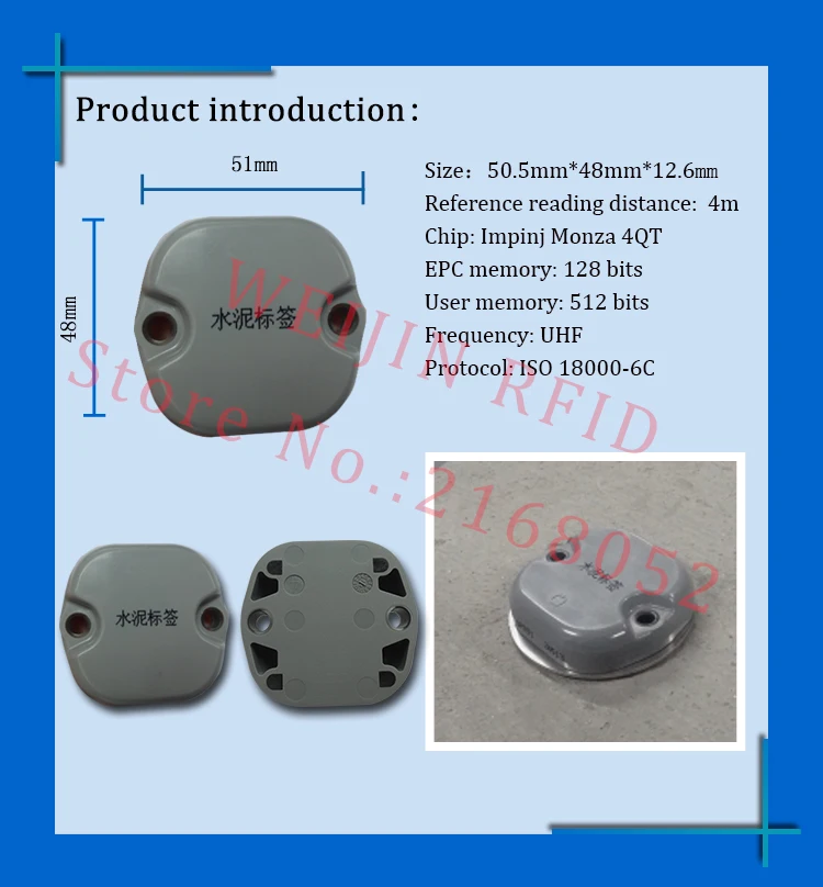 UHF RFID бетонная метка omni-ID 915 МГц 868 МГц Impinj Monza4QT EPC 5 шт. Бесплатная доставка прочные ABS смарт-карты пассивные RFID метки