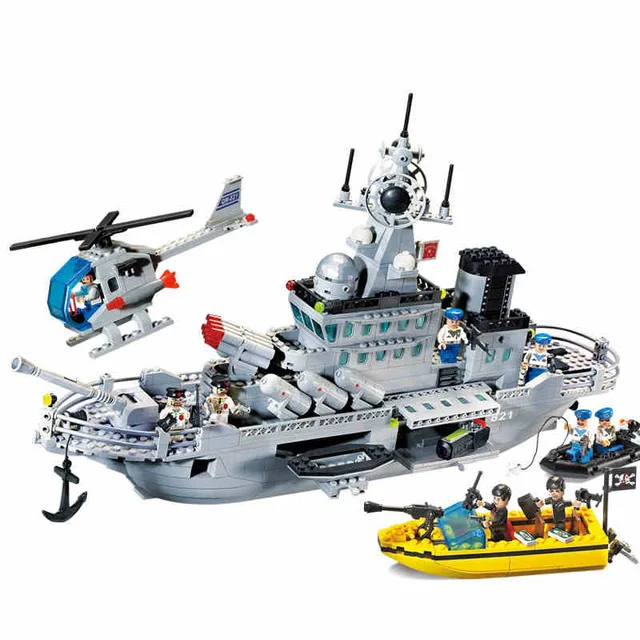 

821 Combat Zones Modern Military Missile Cruiser Speedboat SWAT Model Bricks Building Block Toys For Gift